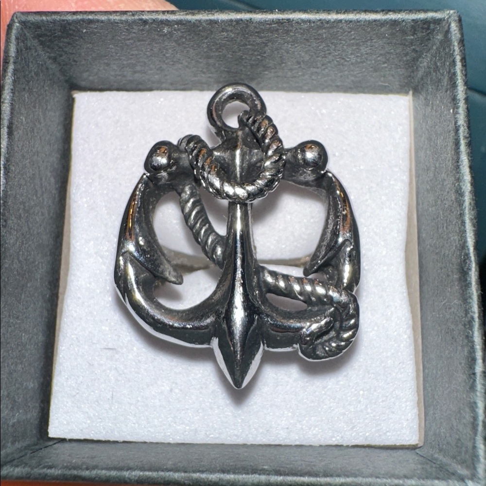 Size 10 Men’s Stainless Steel Anchor Ring